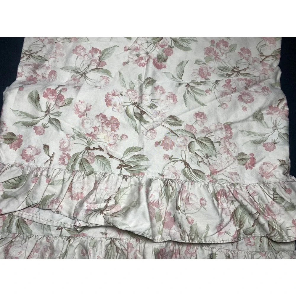 Ralph Lauren BELMONT OAKS Pillowcase Set KING Floral Ruffle ITALY Pair Vtg Shams